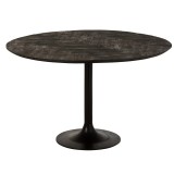 DINING TABLE ROUND BLACK PARQUET MANGO WOOD IRON LEG       - DINING TABLES